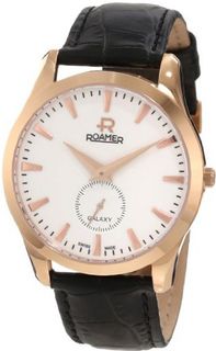 Roamer of Switzerland 938858 49 25 09 Galaxy Rose Gold PVD White Dial Black Leather