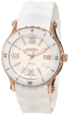 Roamer of Switzerland 942980 49 23 09 Pure Rose Gold IP Ceramic White Rubber