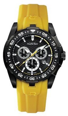 Roamer R Power Chrono Quartz with Black Dial Chronograph Display and Yellow Silicone Strap 750837 49 55 07