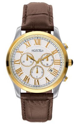 uRoamer of Switzerland Roamer Osiris Chrono Quartz with White Dial Chronograph Display and Brown Leather Strap 530837 47 12 05 