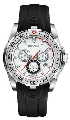 uRoamer of Switzerland Roamer R Power Chrono Quartz with White Dial Chronograph Display and Black Silicone Strap 750837 41 15 07 