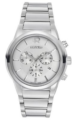 uRoamer of Switzerland Roamer Swiss Elegance Quartz with White Dial Chronograph Display and Silver Stainless Steel Bracelet 507837 41 15 50 