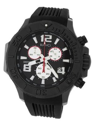 Roberto Bianci Sports Chronograph Black Plated with Black Face and Rubber Band-5505C