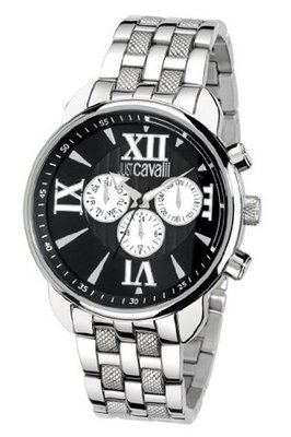 Just Cavalli Earth Chronograph R7273681025 with Quartz Movement, Stainless Steel Bracelet and Black Dial