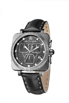 Roberto Cavalli Bohemienne Chronograph R7271666025 with Genuine Alligator Band and Black Dial