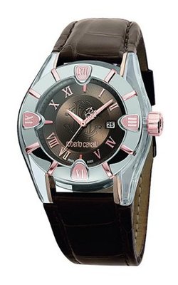 Roberto Cavalli Ladies Diamond Analogue R7251116575 with Genuine Brown Alligator Band