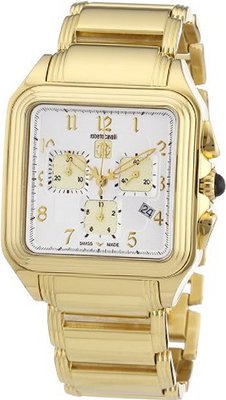 Roberto Cavalli Swiss Made Chronograph Square Gold-Tone Steel Bracelet R7253692045