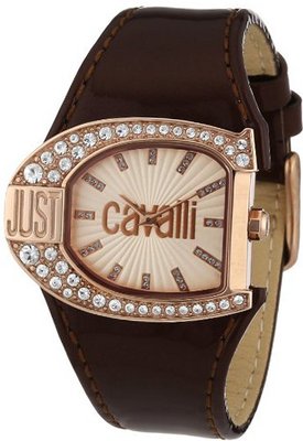 uRoberto Cavalli Just Cavalli Quartz Logo R7251160505 with Leather Strap 