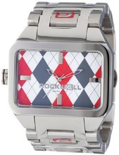 Rockwell Time Unisex DT103 Duel Time Stainless Steel Silver and Red Argyl