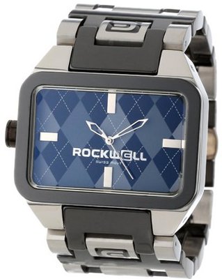 Rockwell Time Unisex DT109 Dual Time Stainless and Black Band and Grey Argyle
