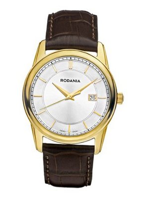 Rodania Swiss Celso Quartz with Silver Dial Analogue Display and Brown Leather Strap RS2507330
