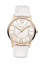 Rodania Swiss Maura Quartz with Silver Dial Analogue Display and White Leather Strap RS2506633