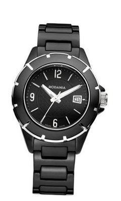Rodania Swiss Mystery Quartz with Black Dial Analogue Display and Black Ceramic Bracelet RS2508546