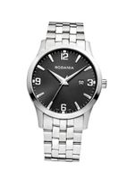 Rodania Swiss Sport 100 Quartz with Black Dial Analogue Display and Silver Stainless Steel Bracelet RS2506546