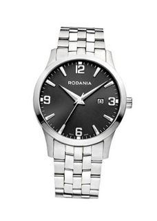 Rodania Swiss Sport 100 Quartz with Black Dial Analogue Display and Silver Stainless Steel Bracelet RS2506546