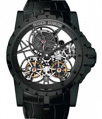 Roger Dubuis Excalibur Skeleton Double Flying Tourbillon in black titanium