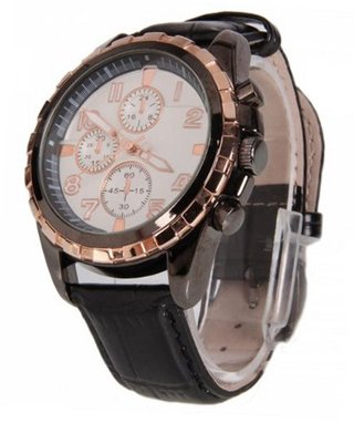 RoKo Fashion PU Leather Round Dial Copper Pointer Wrist
