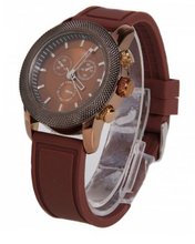 RoKo Fashion Quartz Silicone Round Dial Wrist Brown