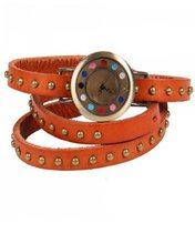 RoKo Round Studs Cow Leather Colorful Dots Dial Bracelet Bangle Wrist