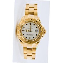 Rolex 18k Yellow Gold Yachtmaster Model 16628 White Dial