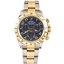 Rolex 40mm Stainless Steel & 18K Gold Daytona Model 116523 Blue Arabic Dial Inner Bezel Engraving Model
