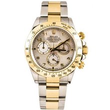 Rolex 40mm Stainless Steel & 18K Gold Daytona Model 116523 White Mother Of Pearl Arabic Dial Inner Bezel Engraving Model