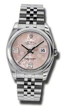 Rolex Datejust Floral Pink Dial Stainless Steel Jubilee Automatic Ladies 116200PFAJ