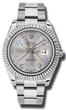 Rolex Datejust II Grey Dial White Gold Bezel Stainless Steel 116334GYBLAO