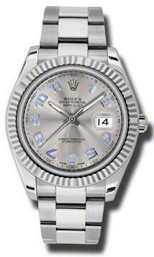 Rolex Datejust II Grey Dial White Gold Bezel Stainless Steel 116334GYBLAO