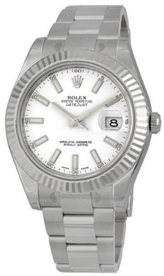 Rolex Datejust II White Dial 18k White Gold Oyster Bracelet 116334WSO