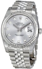 Rolex Datejust Rhodium Diamond Dial 18kt White Gold Fluted 116234RDJ