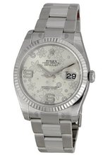 Rolex Datejust Silver Floral Arabic Dial Oyster Bracelet Fluted Bezel 116234SAFO