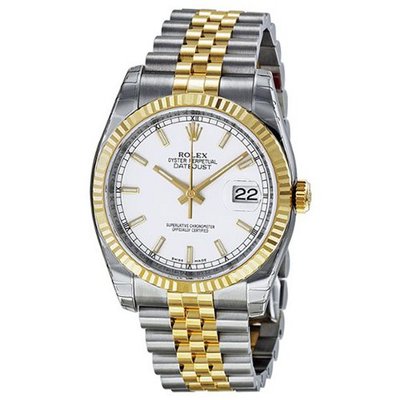 Rolex Datejust White Index Dial Jubilee Bracelet Fluted Bezel Two-tone 116233WSJ