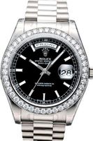 Rolex Day-Date II President White Gold Diamond , Black Index Dial
