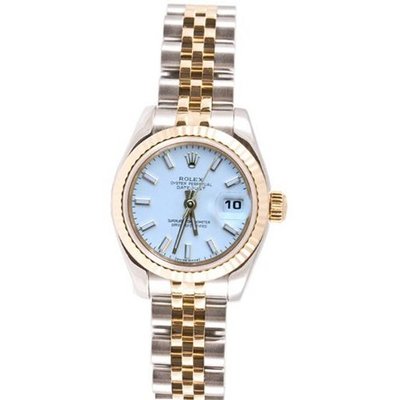 Rolex Ladys New Style Heavy Band Stainless Steel & 18K Gold Datejust Model 179173 Jubilee Band Fluted Bezel White Stick Dial