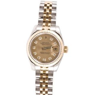 Rolex Ladys New Style Heavy Band Stainless Steel & 18K Gold Datejust Model 179173 Jubilee Band Fluted Bezel Champagne Diamond Dial