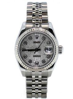 Rolex Ladys New Style Heavy Band Stainless Steel Datejust Model 179174 Jubilee Band 18K White Gold Fluted Bezel Mother Of Pearl Diamond Dial