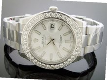 Unworn New Rolex Datejust Oyster Xl Diamond 5.0ct Bezel 43mm White Face G/si1