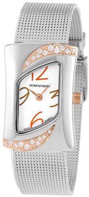 Romanson RM0388QL1JA16R Modern Swiss Quartz Crystal Encrusted Stainless Steel Band