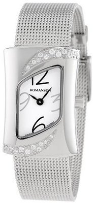 Romanson RM0388QL1WA12B Modern Swiss Quartz Crystal Encrusted Stainless Steel Band