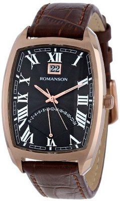 Romanson TL0394MM1RA36R Classic Precision Quartz Date and Retrograde Dual Time Zone 24 Hour GMT Function