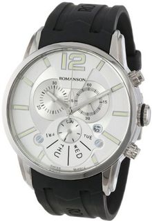 Romanson TL9213HM1WAS2W Sports Swiss Quartz Day and Date Function Chronograph Luminous Hands and Markers