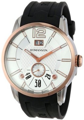 Romanson TL9213MM1JAS6R Modern Swiss Quartz Big Date Luminous Hands and Markers