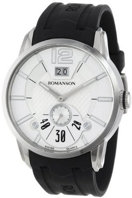 Romanson TL9213MM1WAS2W Modern Swiss Quartz Big Date Luminous Hands and Markers