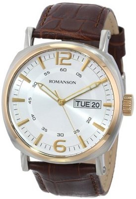 Romanson TL9214MM1CAS1G Classic Precision Quartz Quick Set Day and Date Function Luminous Hands