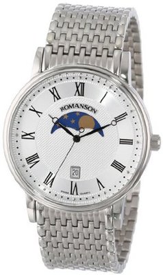 Romanson TM1274FM1WAS2B Classic Swiss Quartz Moon Phase and Date Function