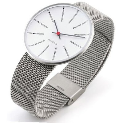 Rosendahl Arne Jacobsen Bankers Unisex Quartz with White Dial Analogue Display and Silver Stainless Steel Strap 43423