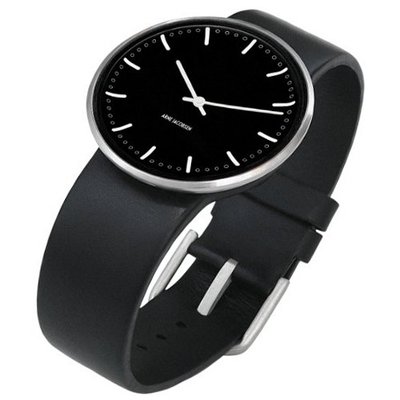 Rosendahl Arne Jacobsen Black Banker Dial Black Calf Skin Band (1.3" Dia.)