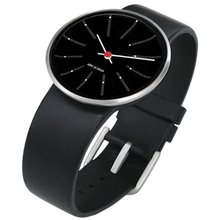Rosendahl Arne Jacobsen Black Banker Dial Black Calf Skin Band (1.6" Dia.)
