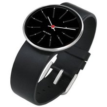 Rosendahl Arne Jacobsen Black Banker Dial Black Calf Skin Band (1.8" Dia.)